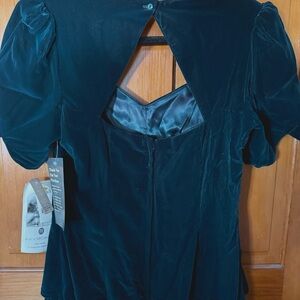 Jessica McClintock Teal Velvet Midi Dress